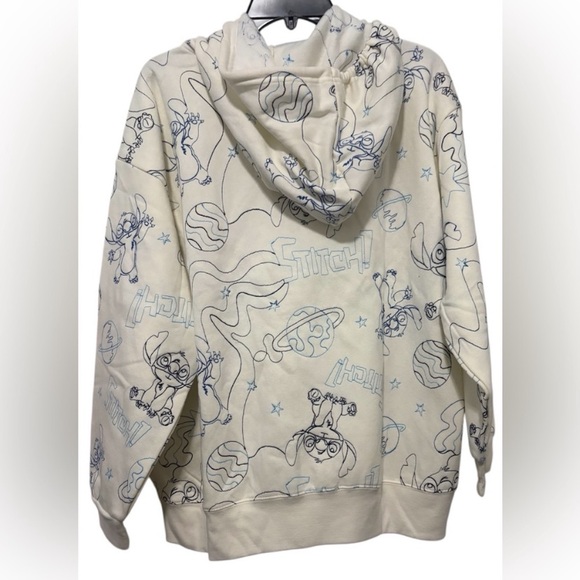 Women’s Disney’s Stitch Cream & Blue Fully Zippered, Hooded Sweatshirt. Size XL - Picture 2 of 7